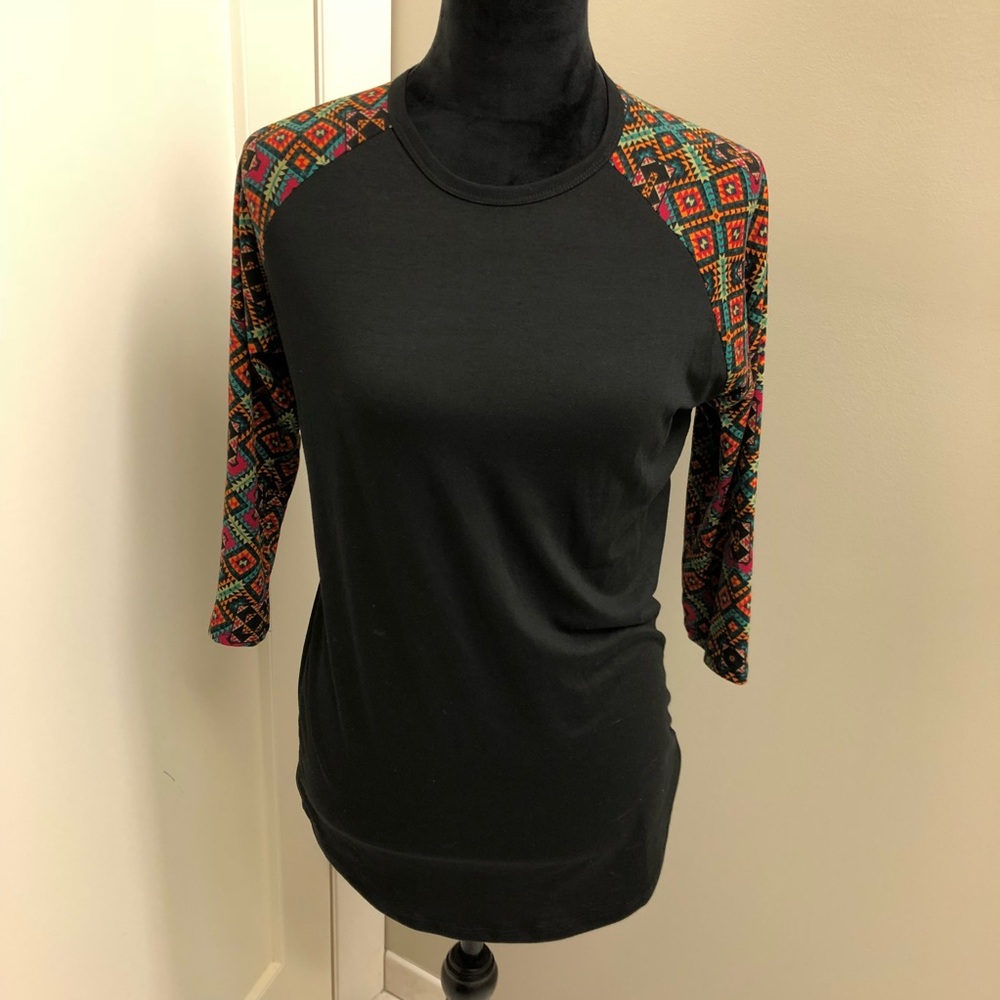 Lularoe Randy - Black with Multi Colored Sleeves